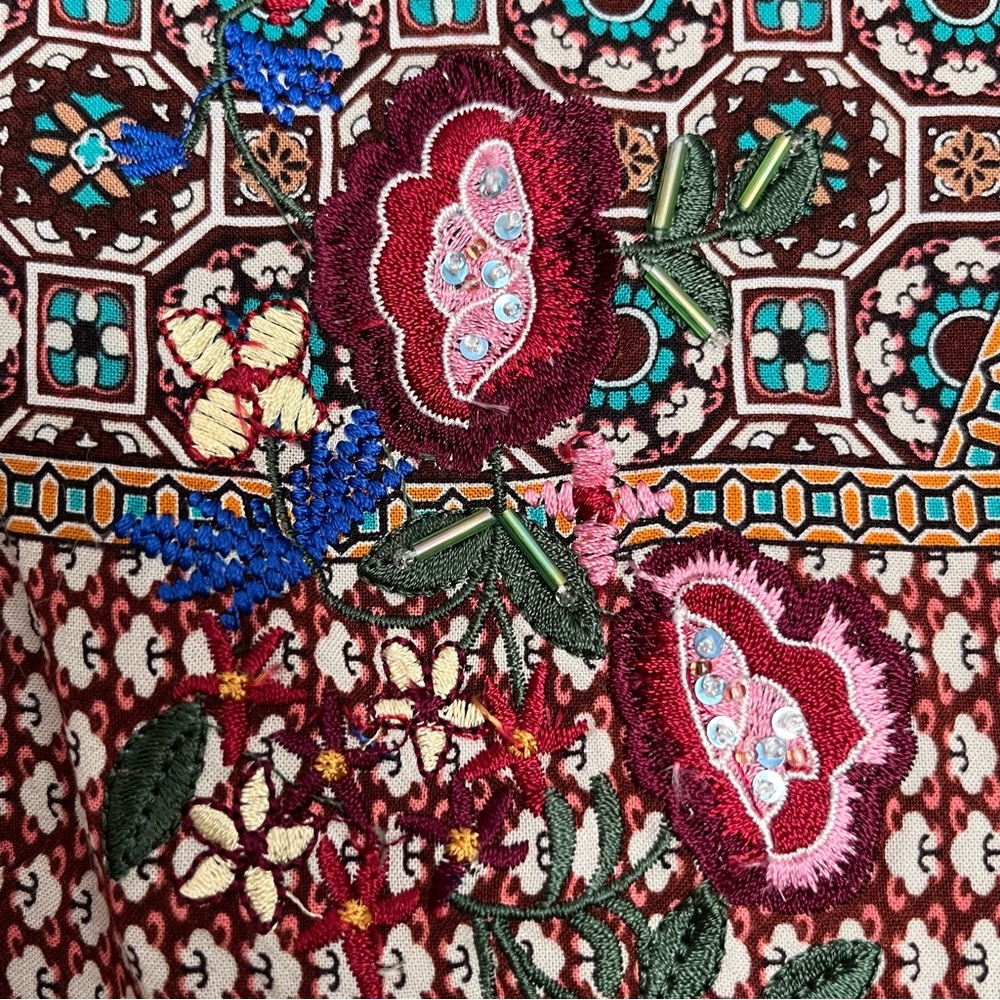 John Mark Floral Patchwork Embroidered Beaded But… - image 7